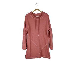 Soft Surroundings Danika Tunic Rose Pink Waffle Drawstring Top Size Medium